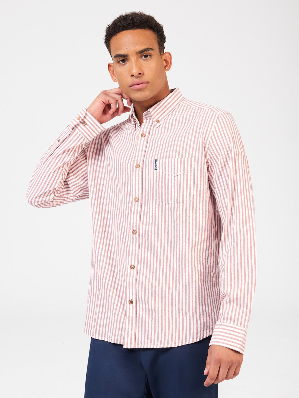 Chemises Ben Sherman Recycled Cotton Oxford Stripe Orange | YEG-54071819